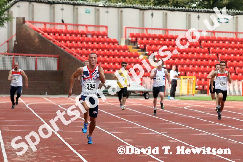 Richard Kilty (Gateshead) winning the 200 metres at the Gateshead Tartan Games Open.